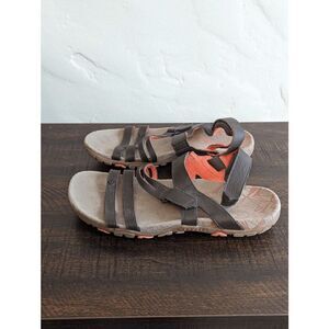 Merrell Sandspur Strappy Brown Leather Espresso Coral Sandals - Size 7